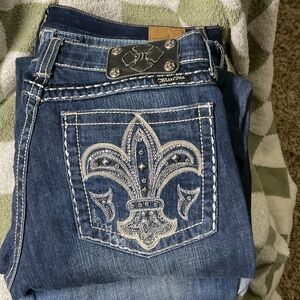 Miss Me Women's Dark Blue Boot Cut Jeans with Silver Embellishments